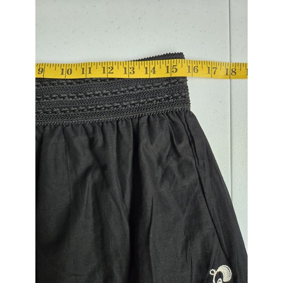 Studio West Apparel Women's L Black Cotton A-Line Skirt with Embroidered Flowers - Picture 10 of 12